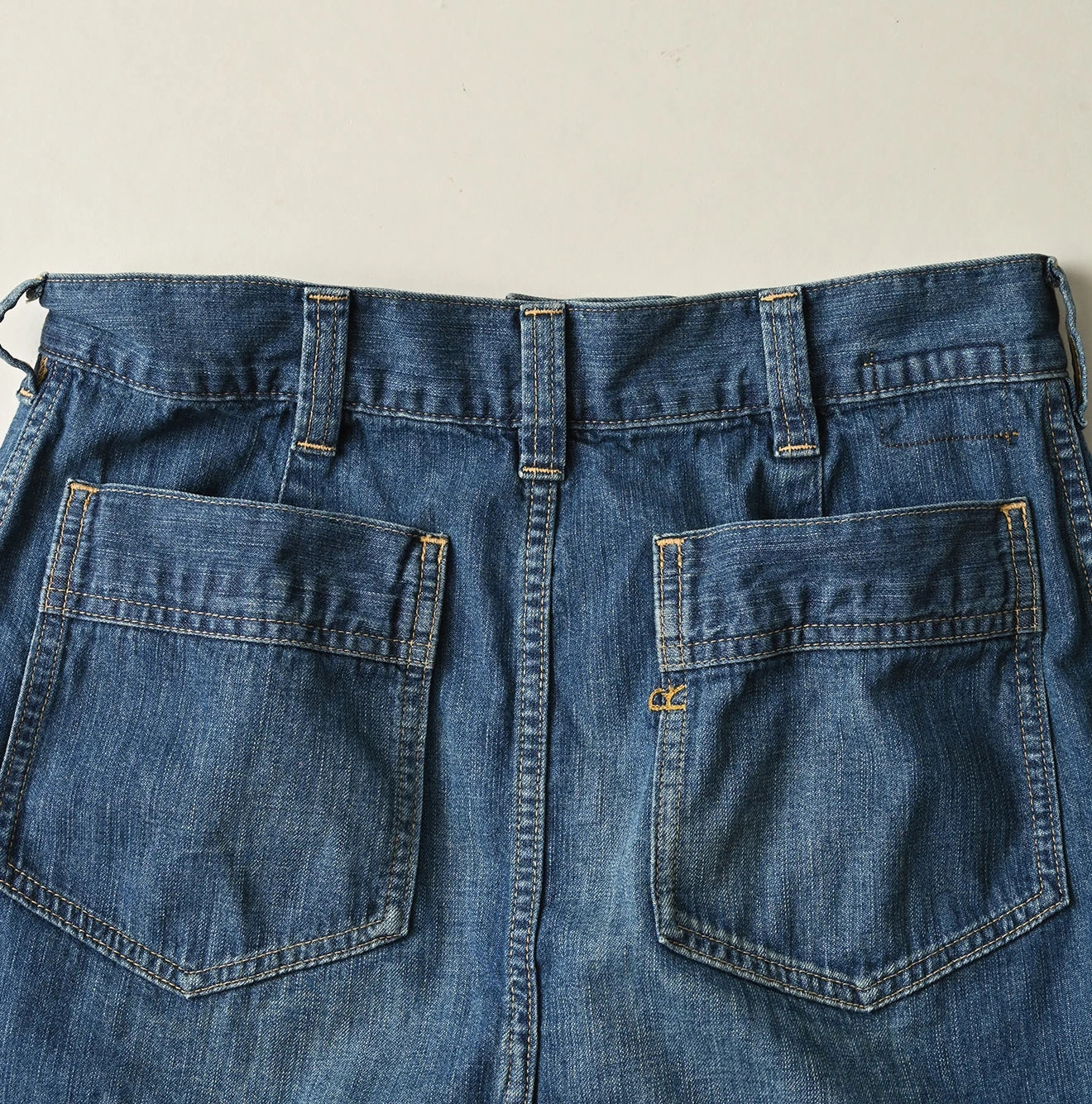Mugihiko Denim Bell Skirt Zyu Detail