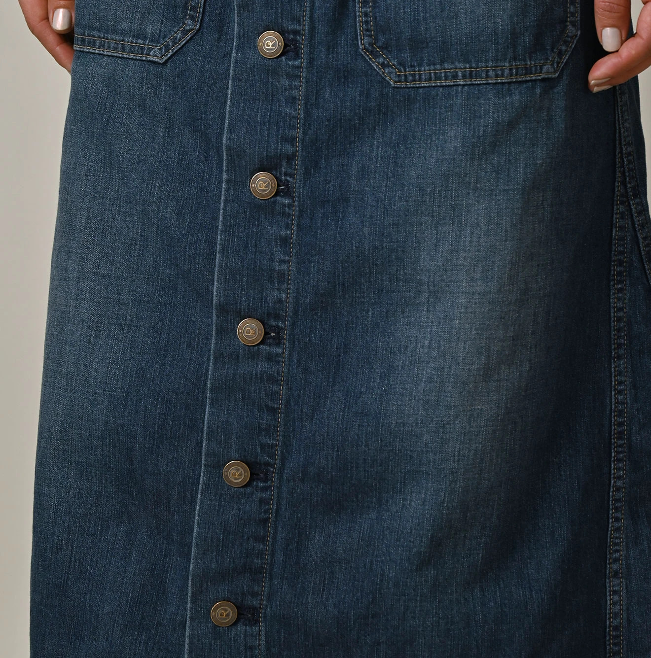 Mugihiko Denim Bell Skirt Zyu Detail