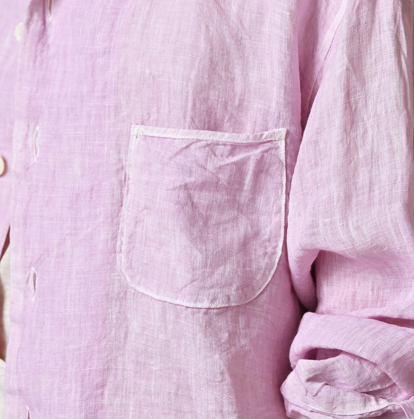 45 Plant Dyed Indian Linen 908 Marchal Shirt Detail