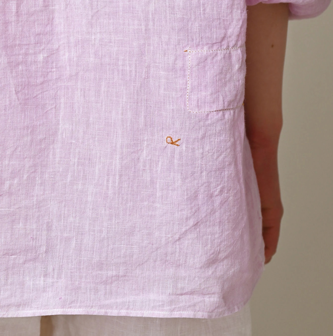 45 Plant Dyed Indian Linen 908 Marchal Shirt Detail