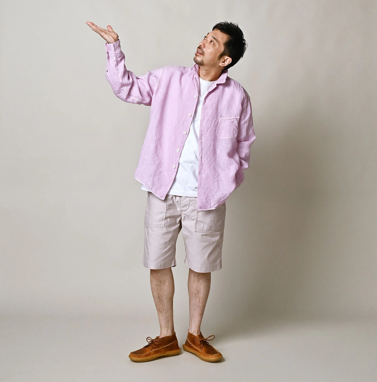 45 Plant Dyed Indian Linen 908 Marchal Shirt Male Model
