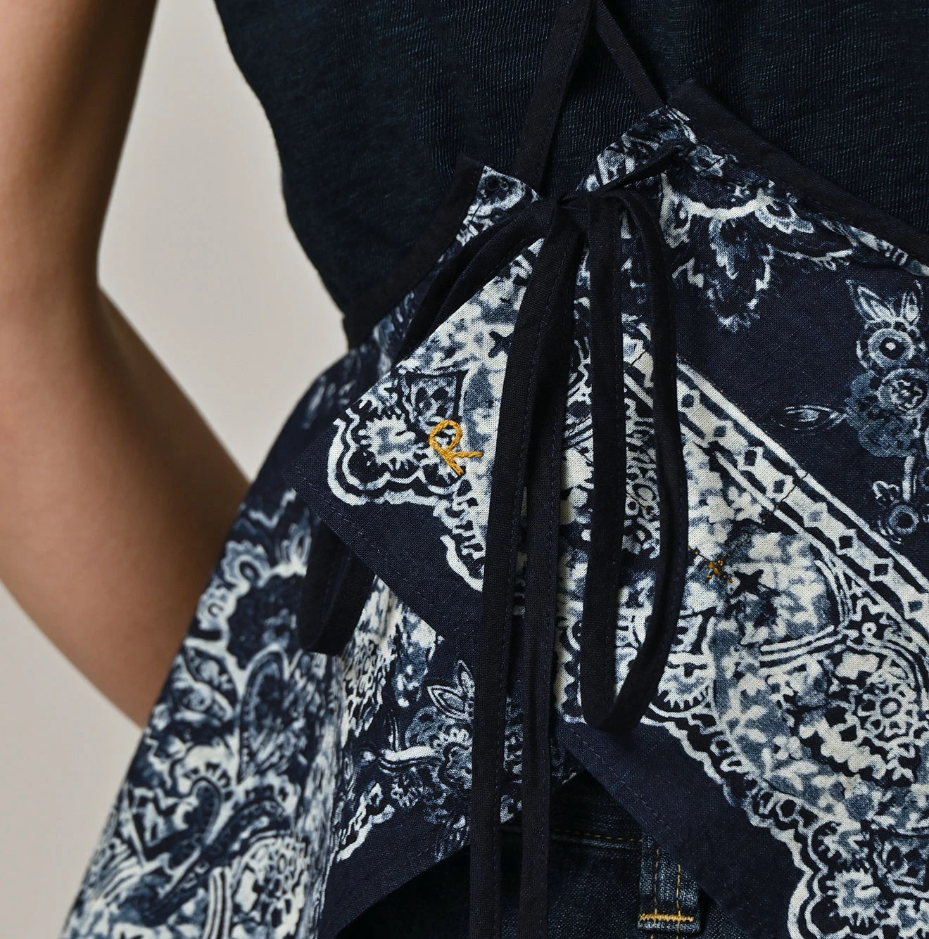 Indigo Bandana Paisley Print Tunktop Bra Detail