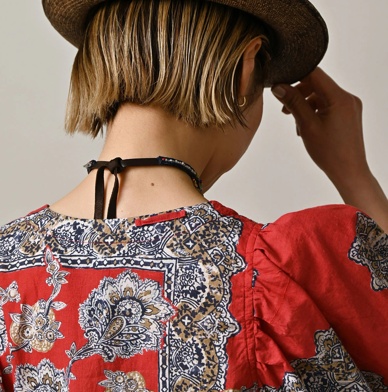 Bandana Paisley Print Puff Blouse Detail