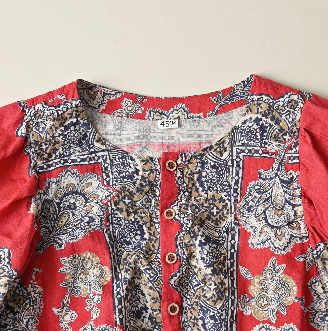 Bandana Paisley Print Puff Blouse Detail