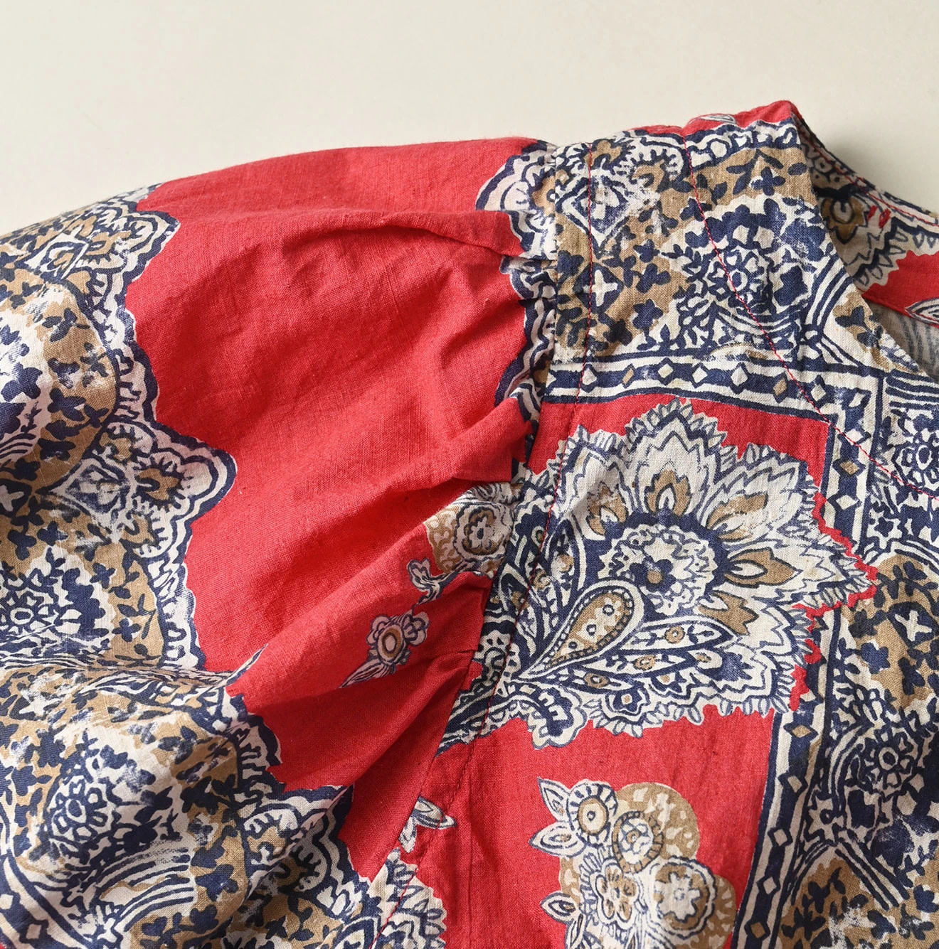Bandana Paisley Print Puff Blouse Detail