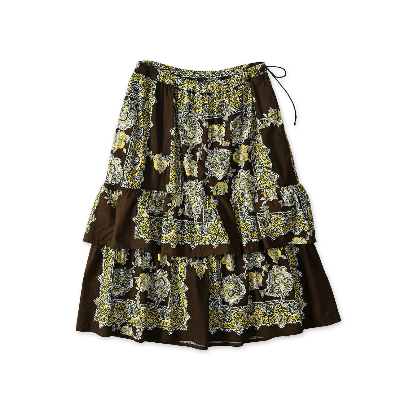 Bandana Paisley Print Tiered Frill Petit Skirt Brown