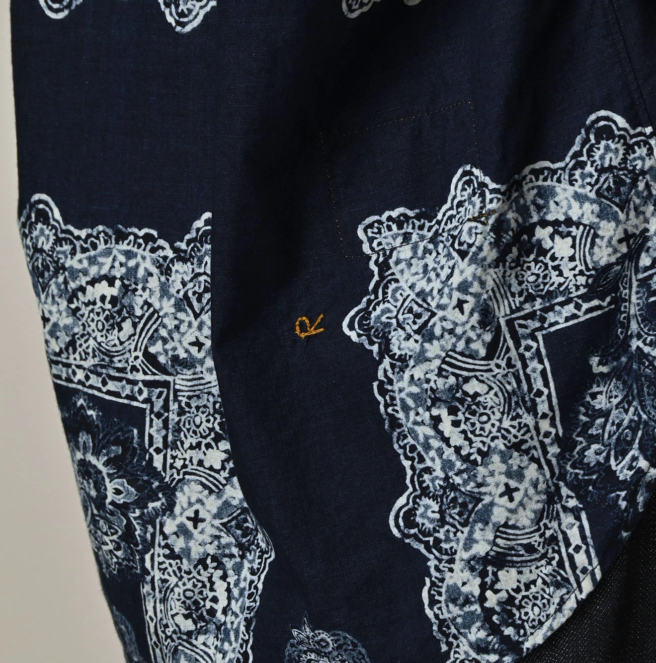 Indigo Indian Khadi Bandana Paisley Sarasa Print 908 Loafer Shirt Detail