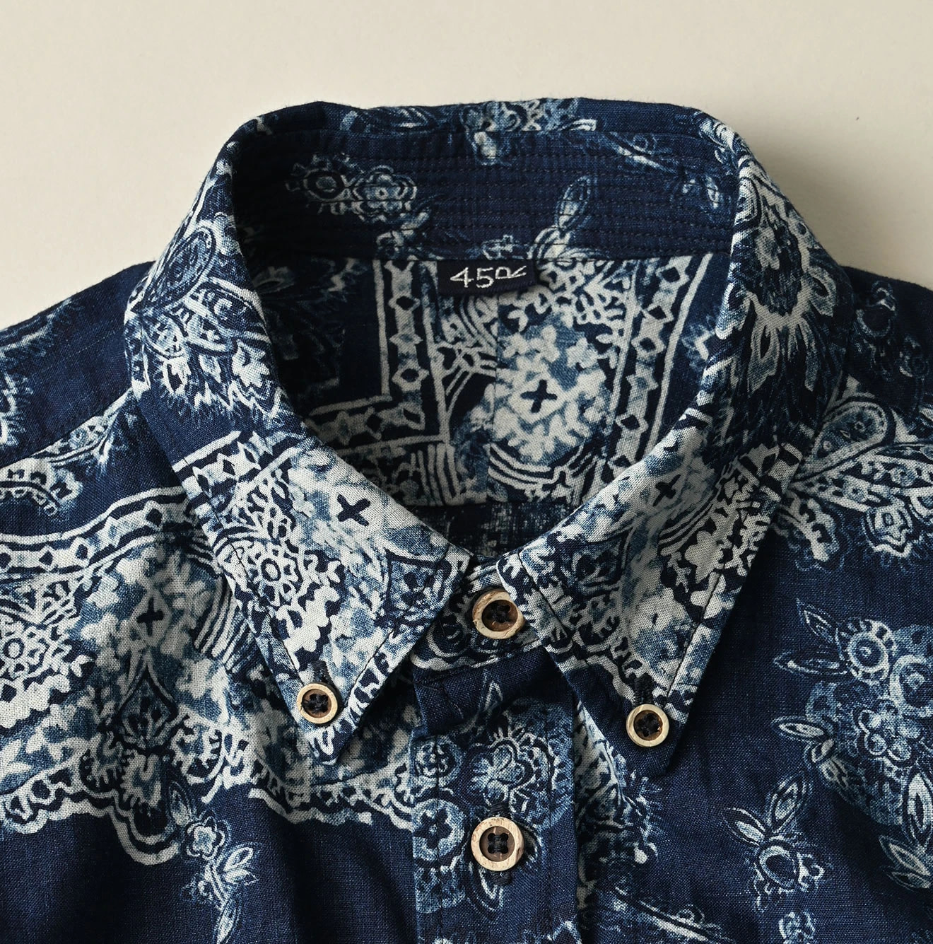 Indigo Indian Khadi Bandana Paisley Sarasa Print 908 Loafer Shirt Detail