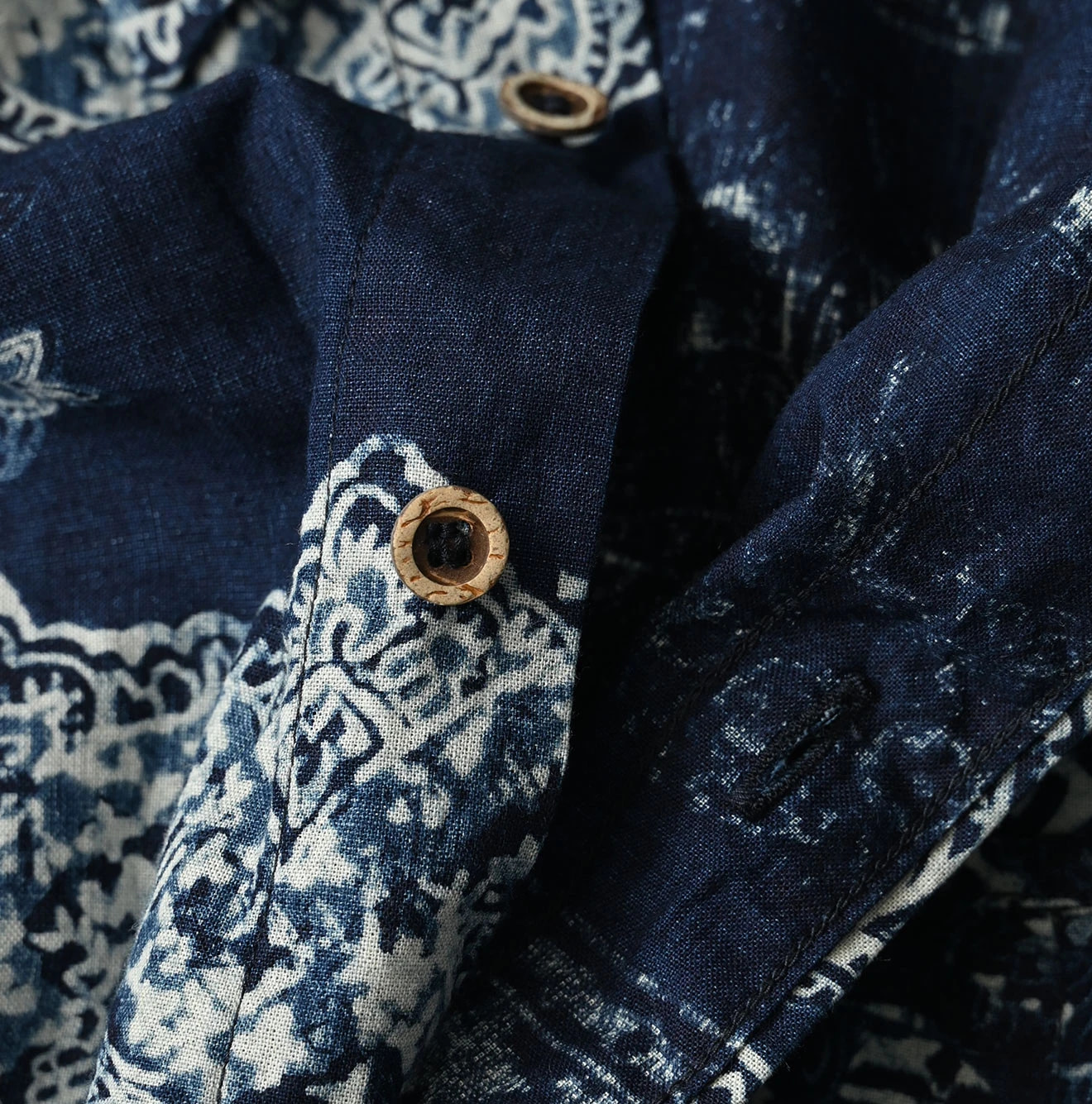 Indigo Indian Khadi Bandana Paisley Sarasa Print 908 Loafer Shirt Detail