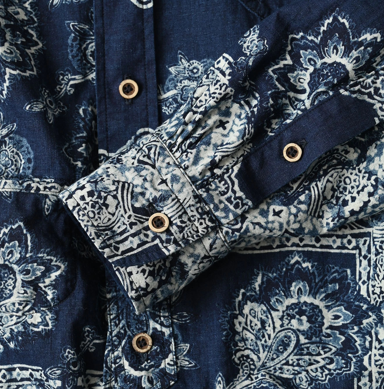 Indigo Indian Khadi Bandana Paisley Sarasa Print 908 Loafer Shirt Detail