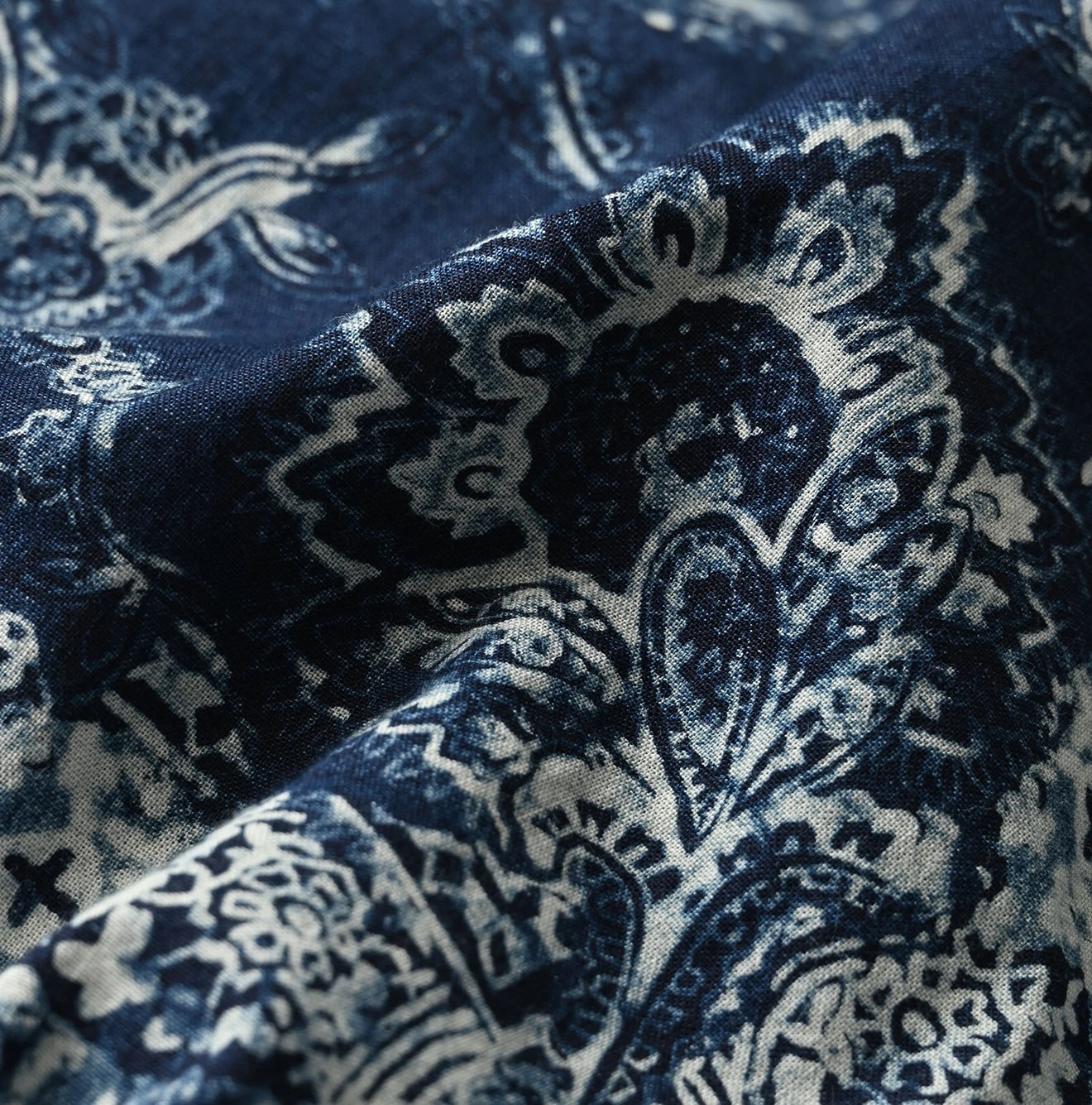 Indigo Indian Khadi Bandana Paisley Sarasa Print 908 Loafer Shirt Detail