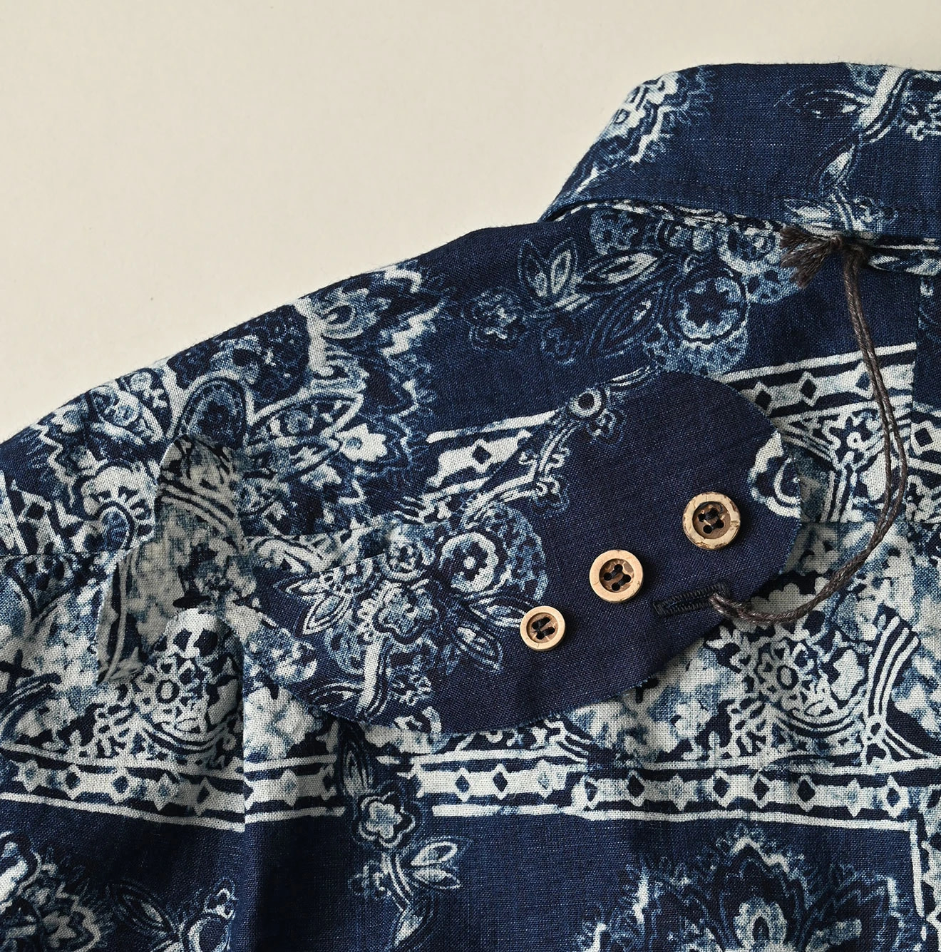 Indigo Indian Khadi Bandana Paisley Sarasa Print 908 Loafer Shirt Detail