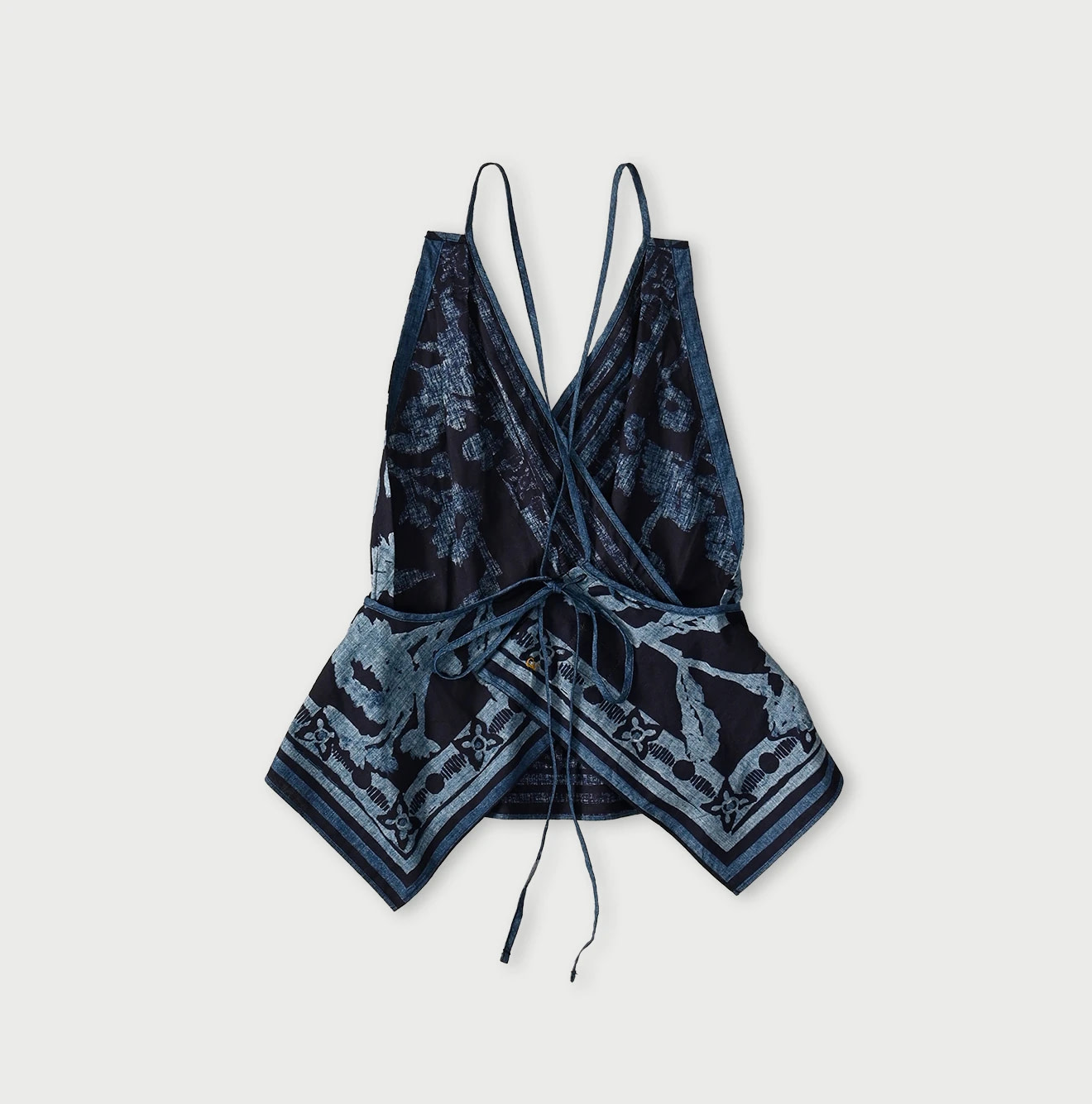 Indigo Indian Khadi Flax Flower Tank Bra Back