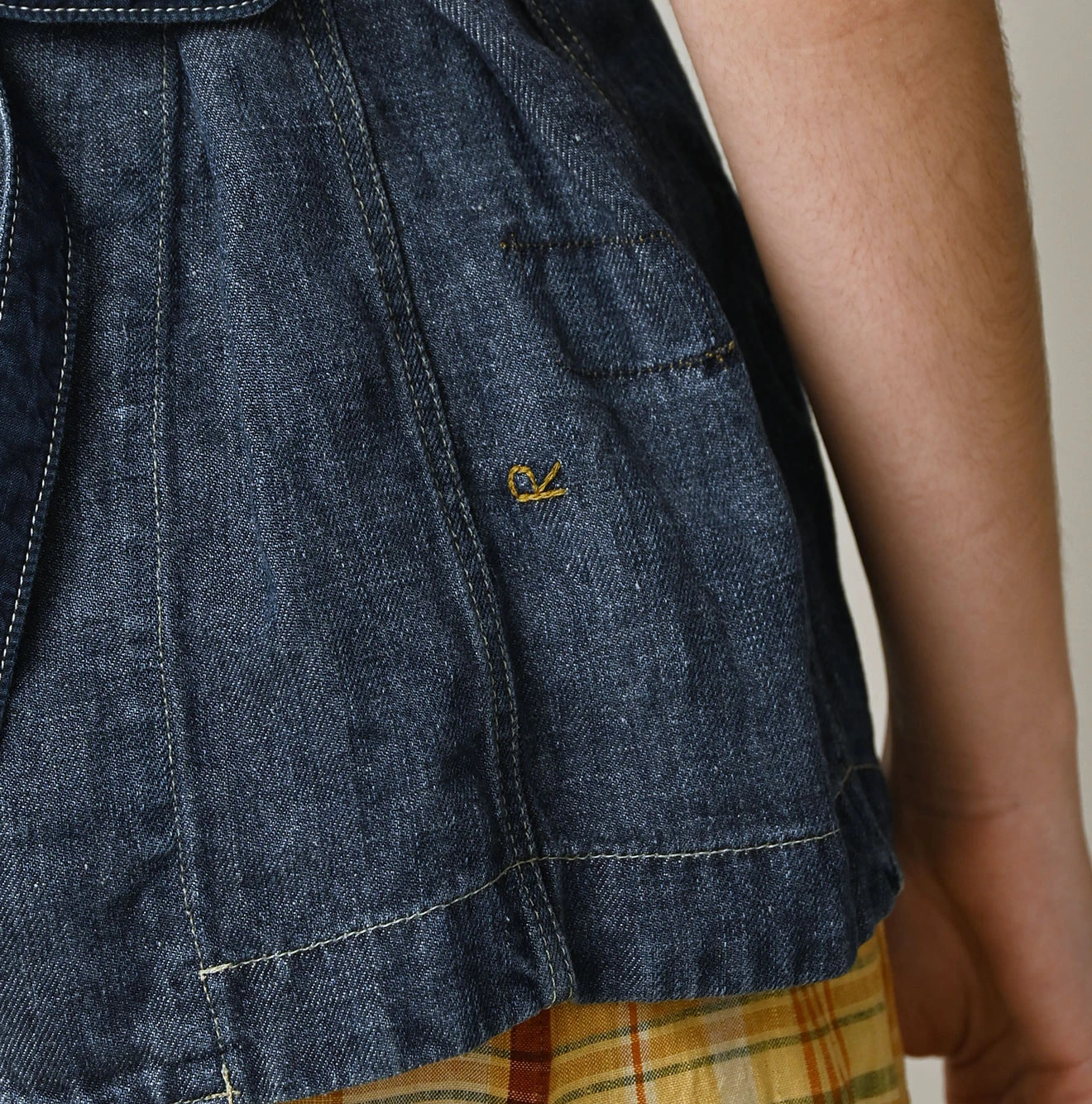 Linen Denim Open Sleeveless Shirt Zyu Detail