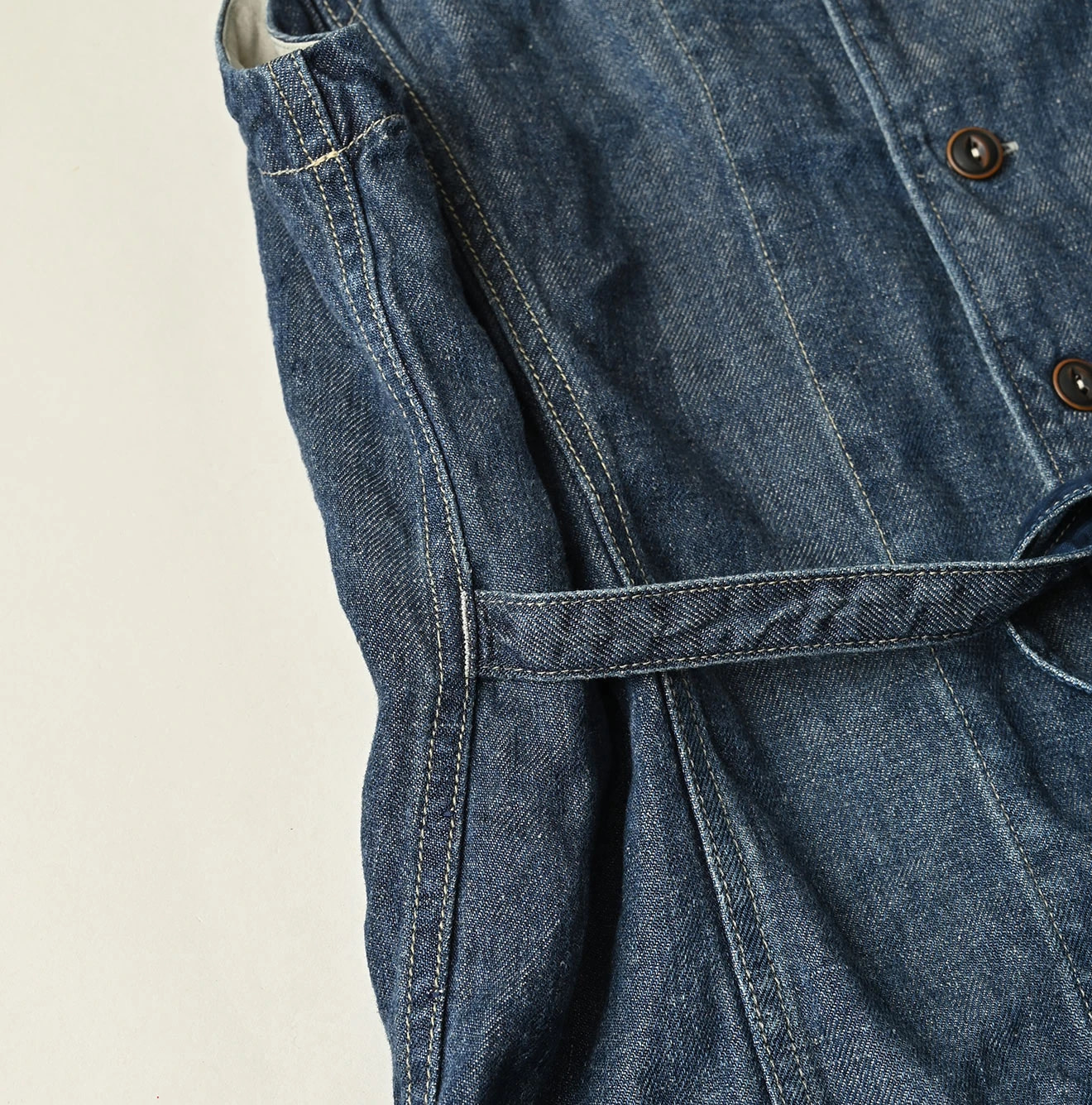 Linen Denim Open Sleeveless Shirt Zyu Detail