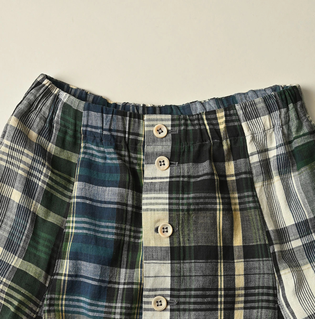Indian Plant Dyed Madras Print Umbrella Skirt Detail