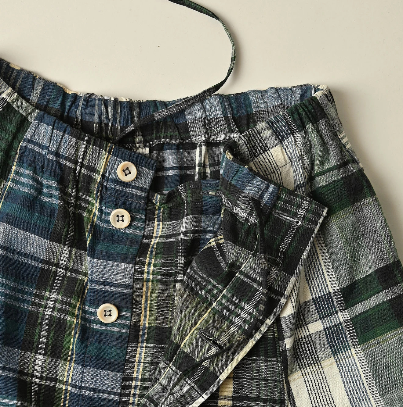 Indian Plant Dyed Madras Print Umbrella Skirt Detail