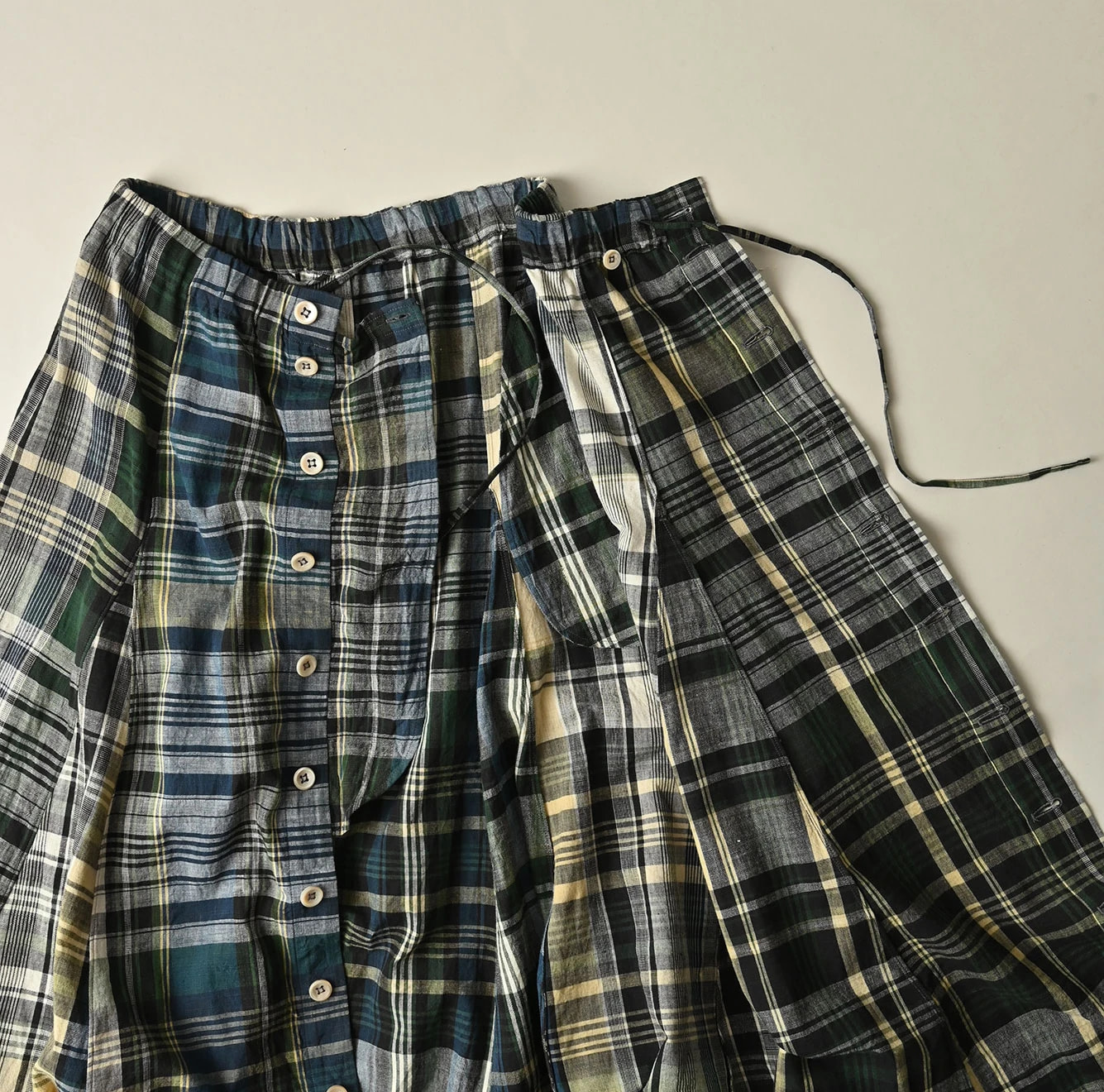 Indian Plant Dyed Madras Print Umbrella Skirt Detail