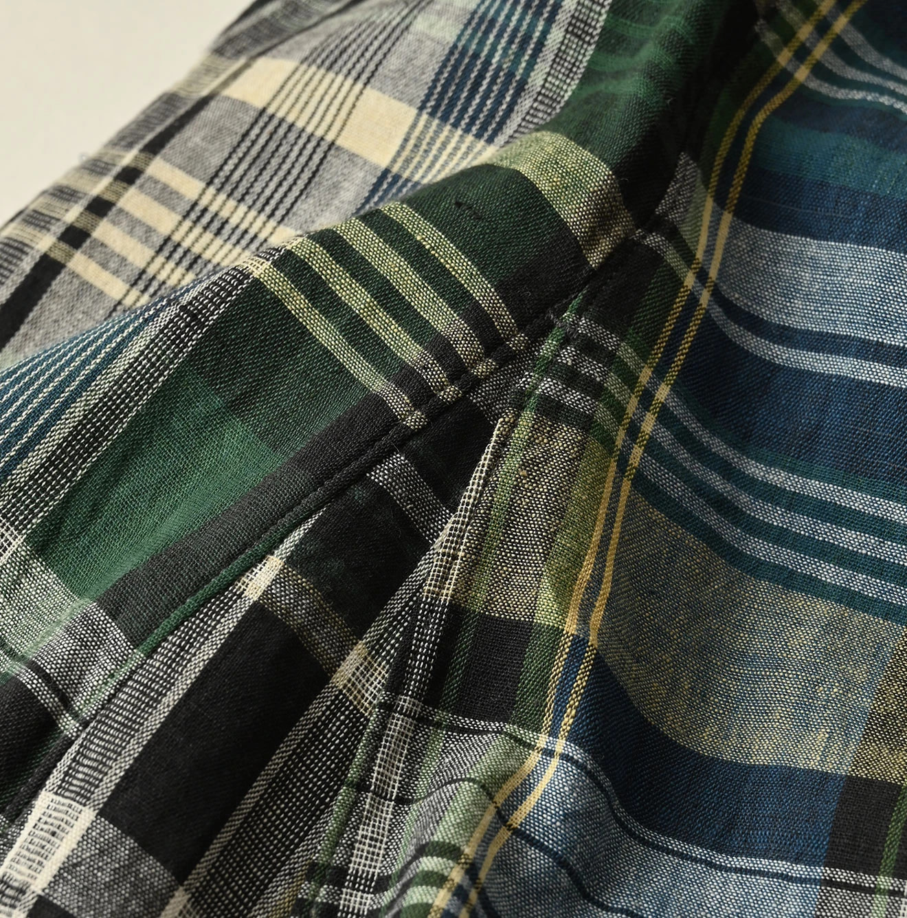 Indian Plant Dyed Madras Print Umbrella Skirt Detail