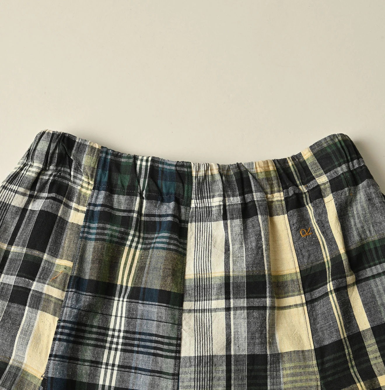 Indian Plant Dyed Madras Print Umbrella Skirt Detail