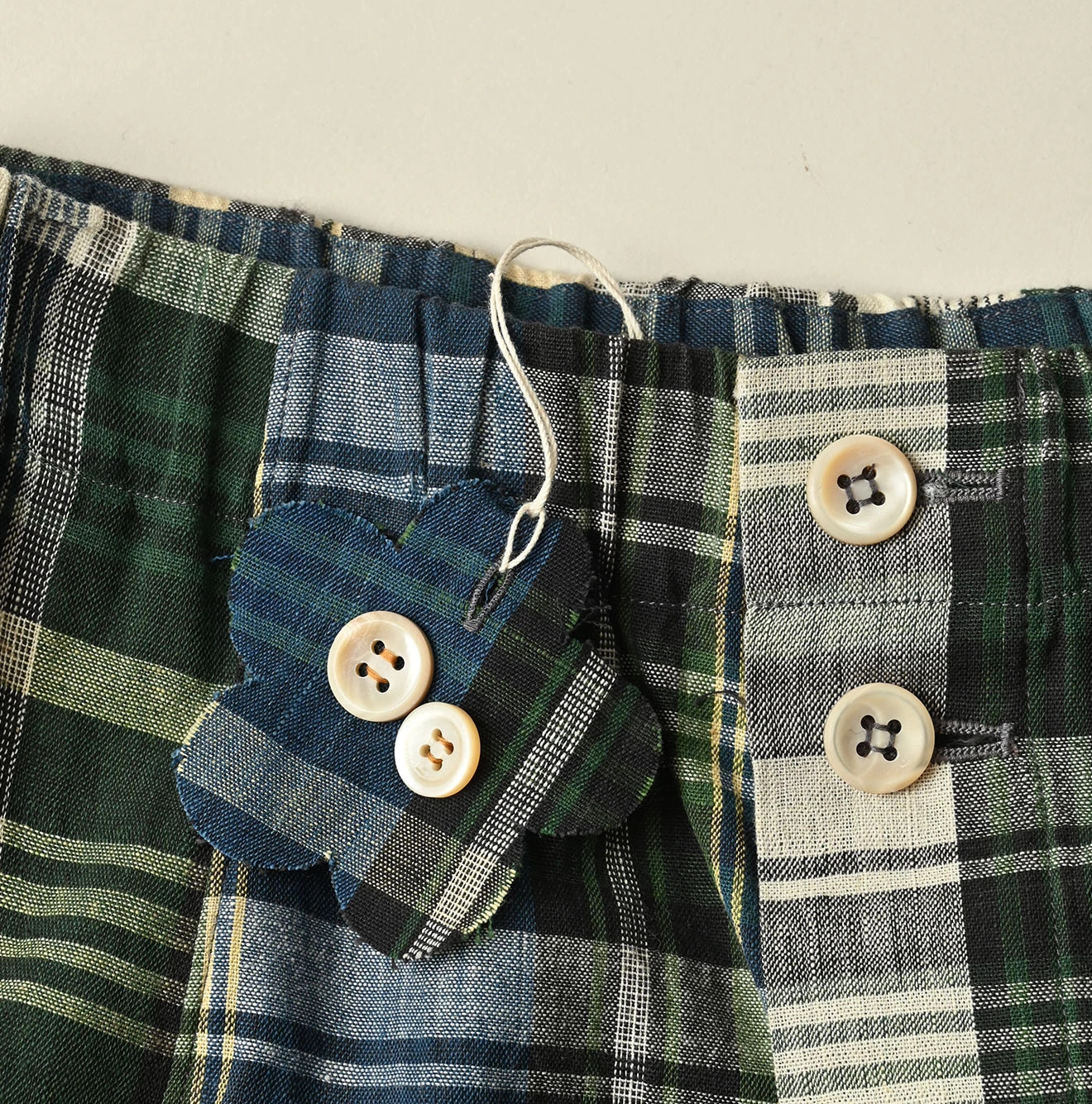 Indian Plant Dyed Madras Print Umbrella Skirt Detail
