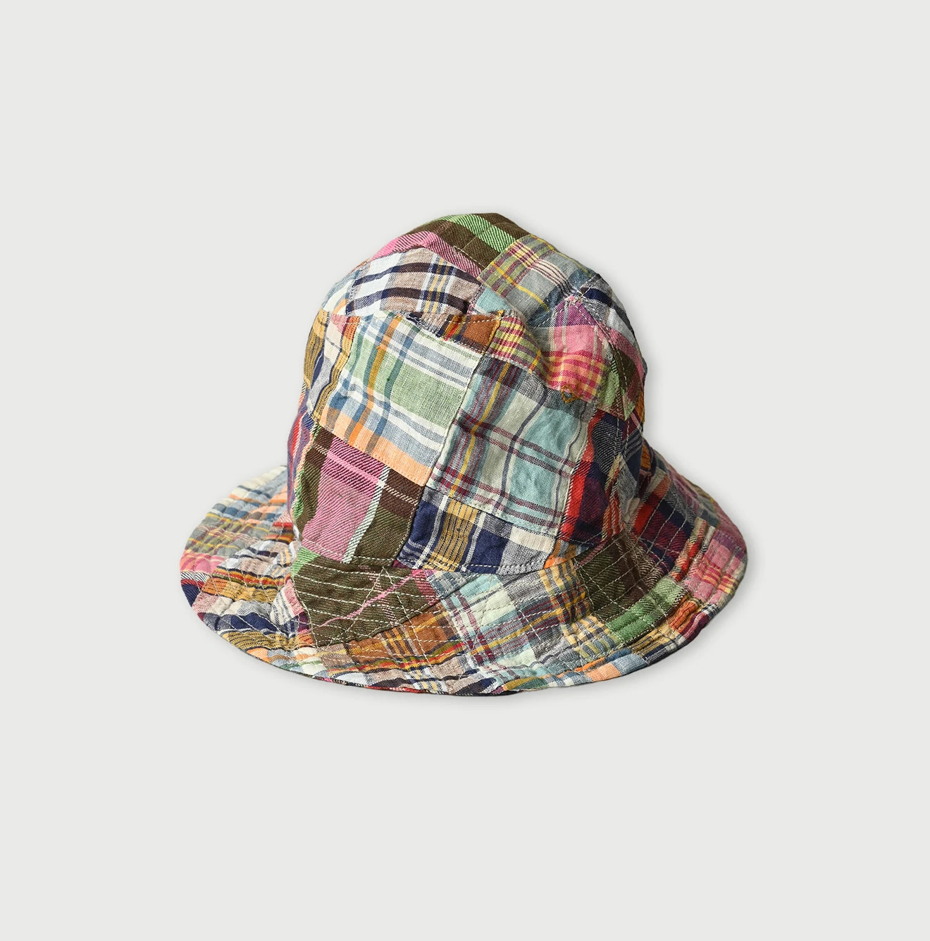 Indian Linen Patchwork Hat Pink Patchwork