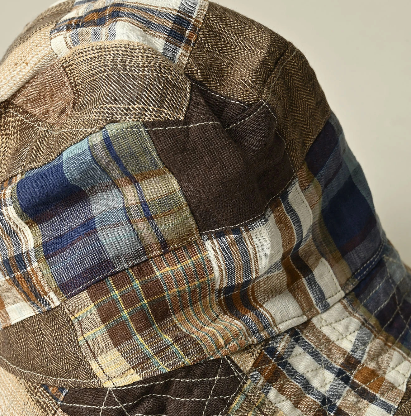 Indian Linen Patchwork Hat Detail