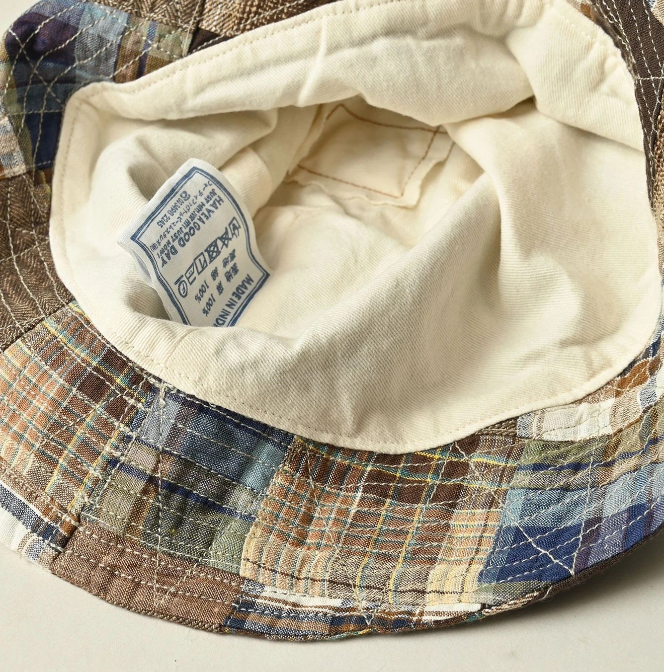 Indian Linen Patchwork Hat Detail