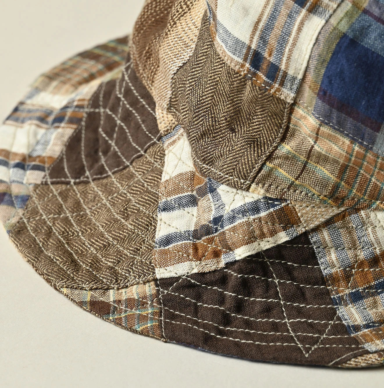 Indian Linen Patchwork Hat Detail