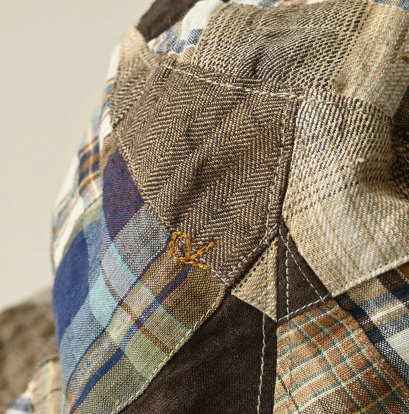 Indian Linen Patchwork Hat Detail