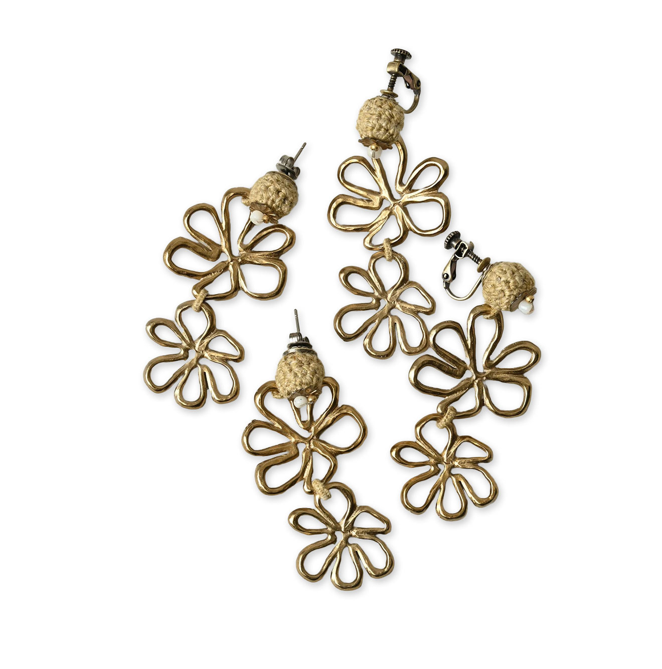 Twin Flower Earrings / Pierced Earrings