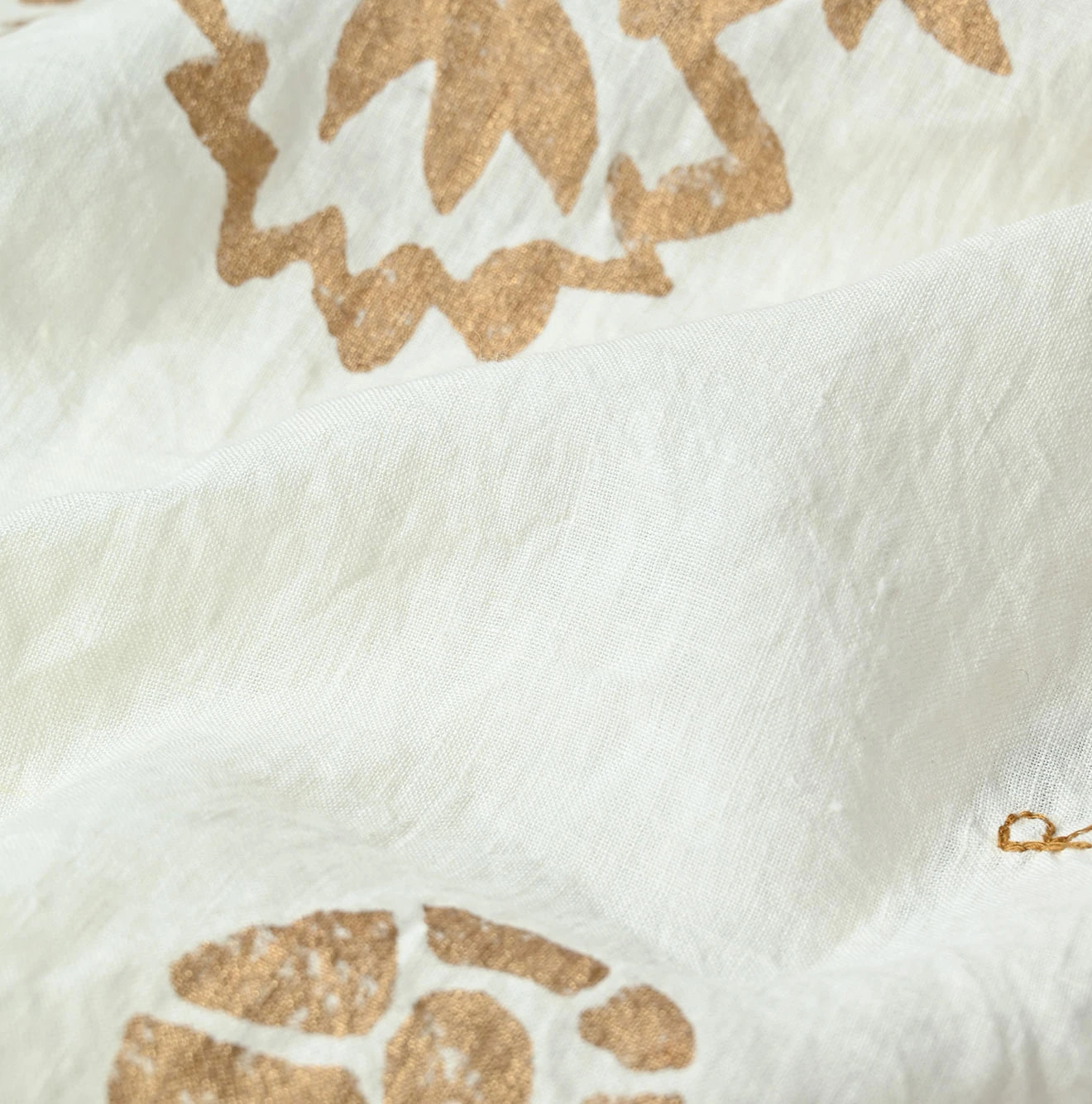 Indian Linen Gold Leaf Print LeiLei Shirt MEN Detail
