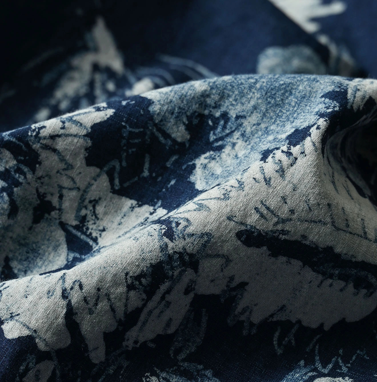 Indigo Hira Palampore Print LeiLei Shirt MEN Detail