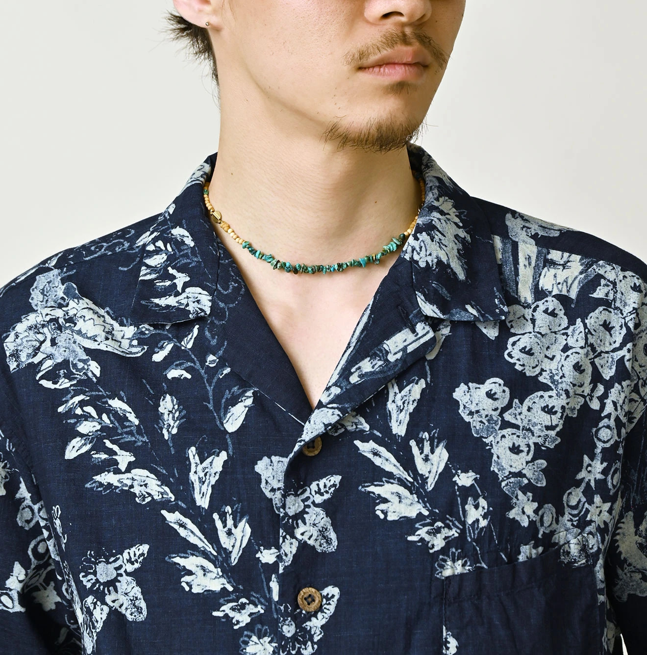 Indigo Hira Palampore Print LeiLei Shirt MEN Detail
