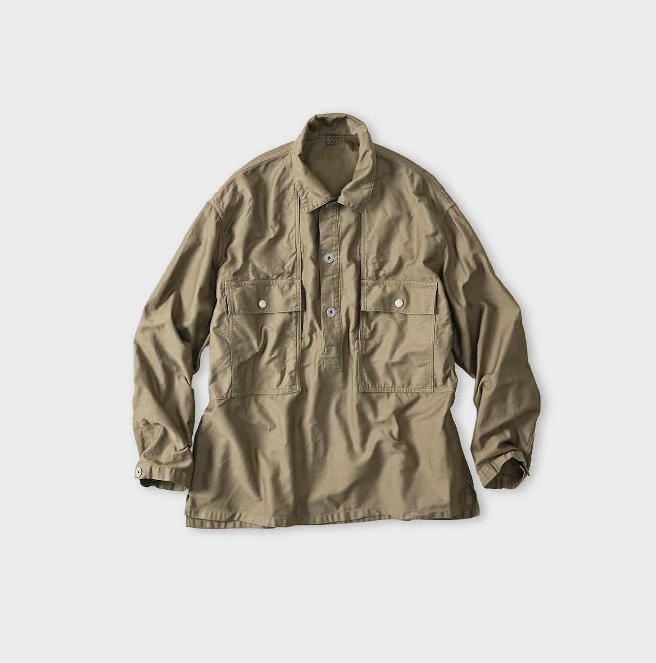 Horizontal Satin 908 Bush Shirt Gray Khaki