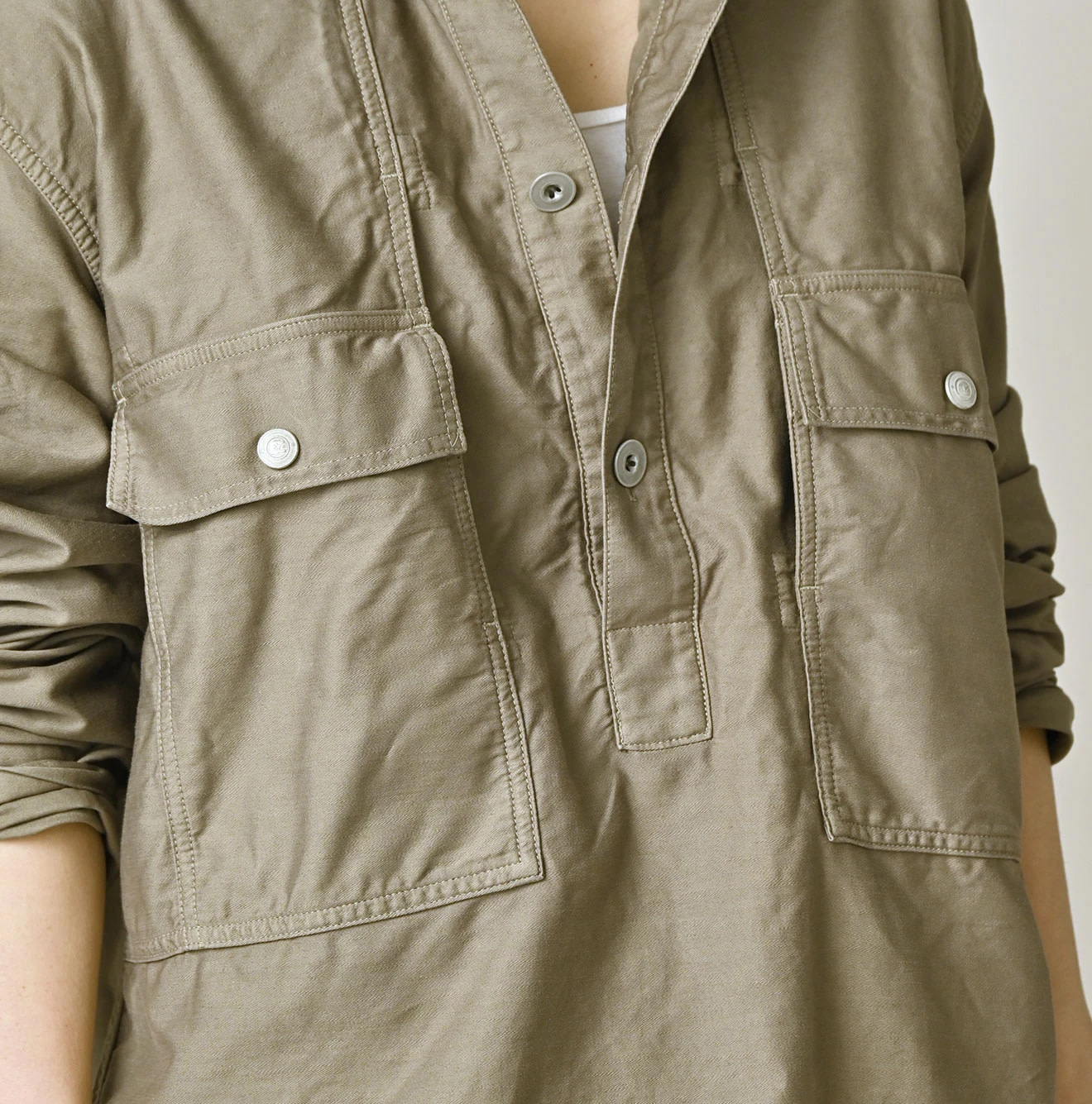 Horizontal Satin 908 Bush Shirt Detail