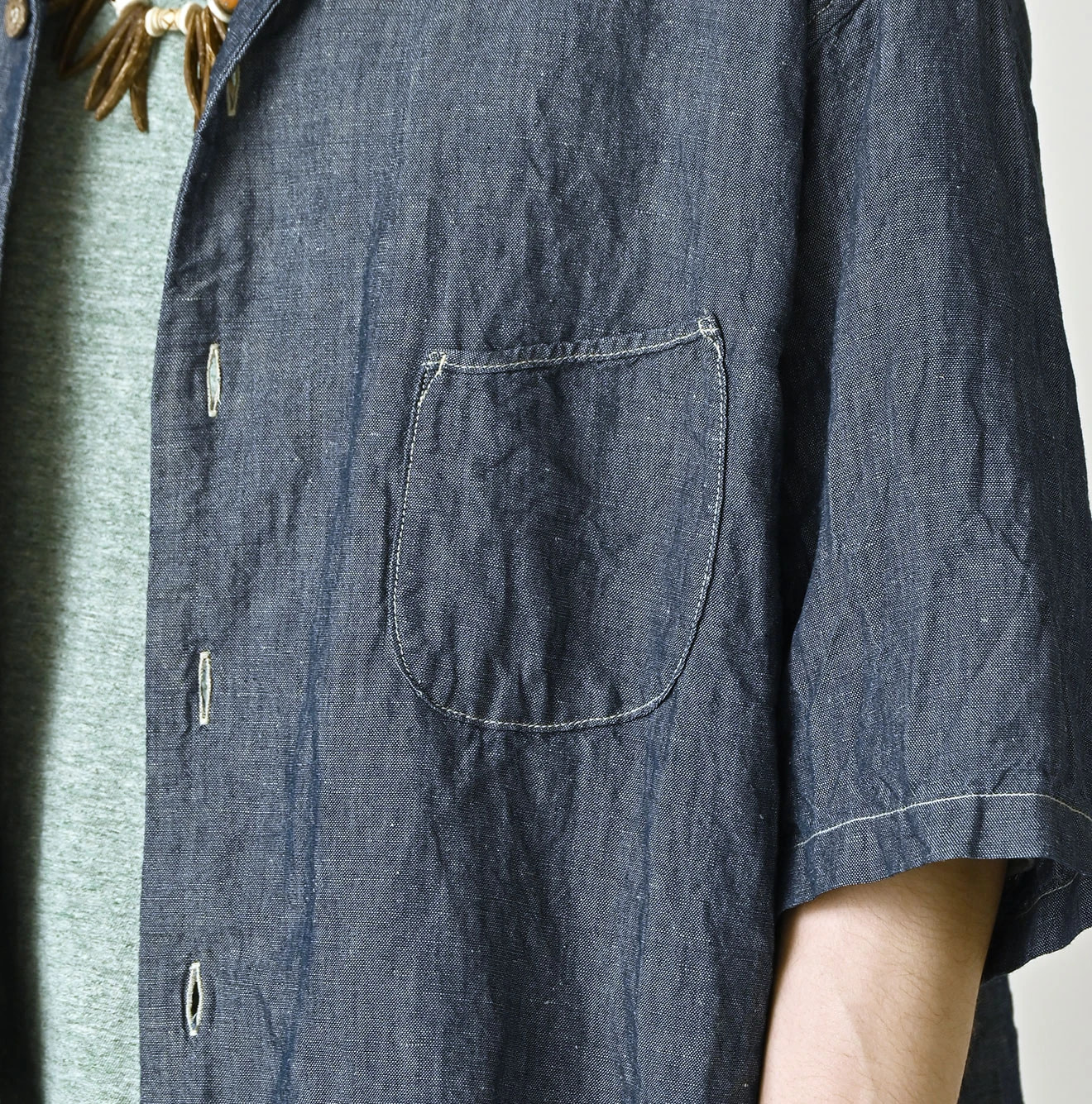 Cotton Linen Dungaree LeiLei Shirt MEN Nou Detail
