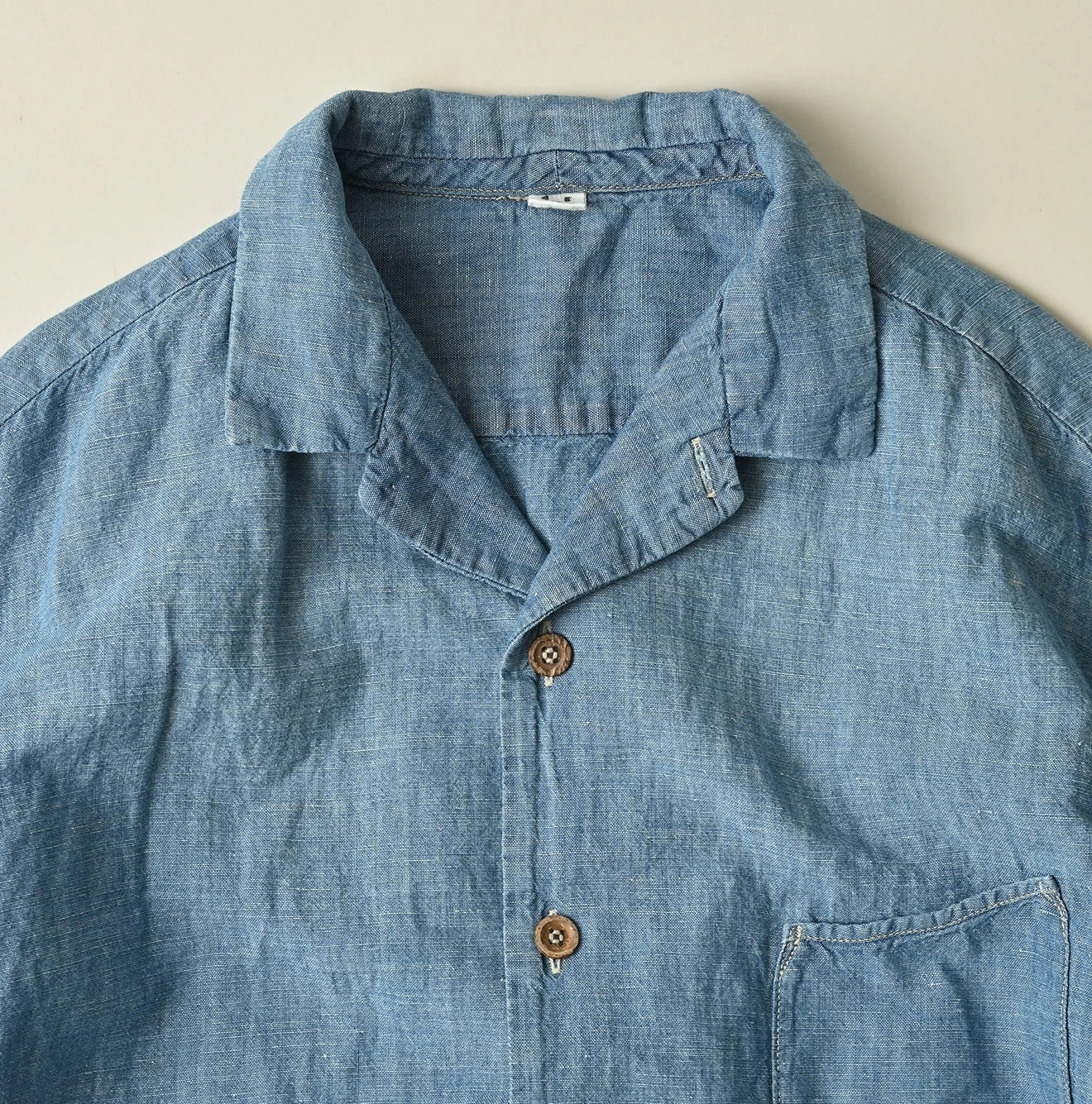 Cotton Linen Dungaree LeiLei Shirt MEN Distressed Detail