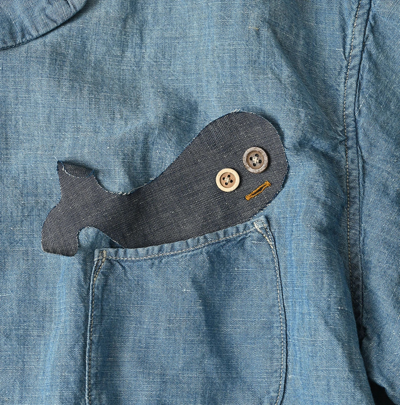 Cotton Linen Dungaree LeiLei Shirt MEN Distressed Detail
