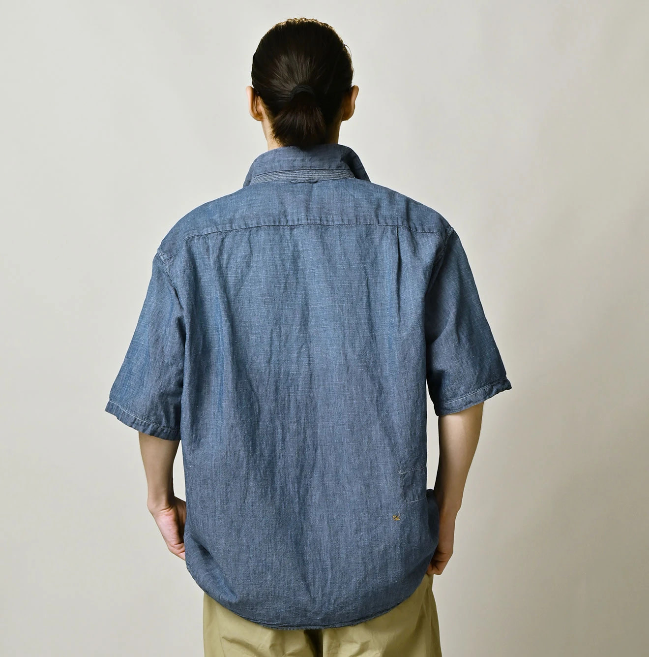 Cotton Linen Dungaree LeiLei Shirt MEN Distressed Male Model