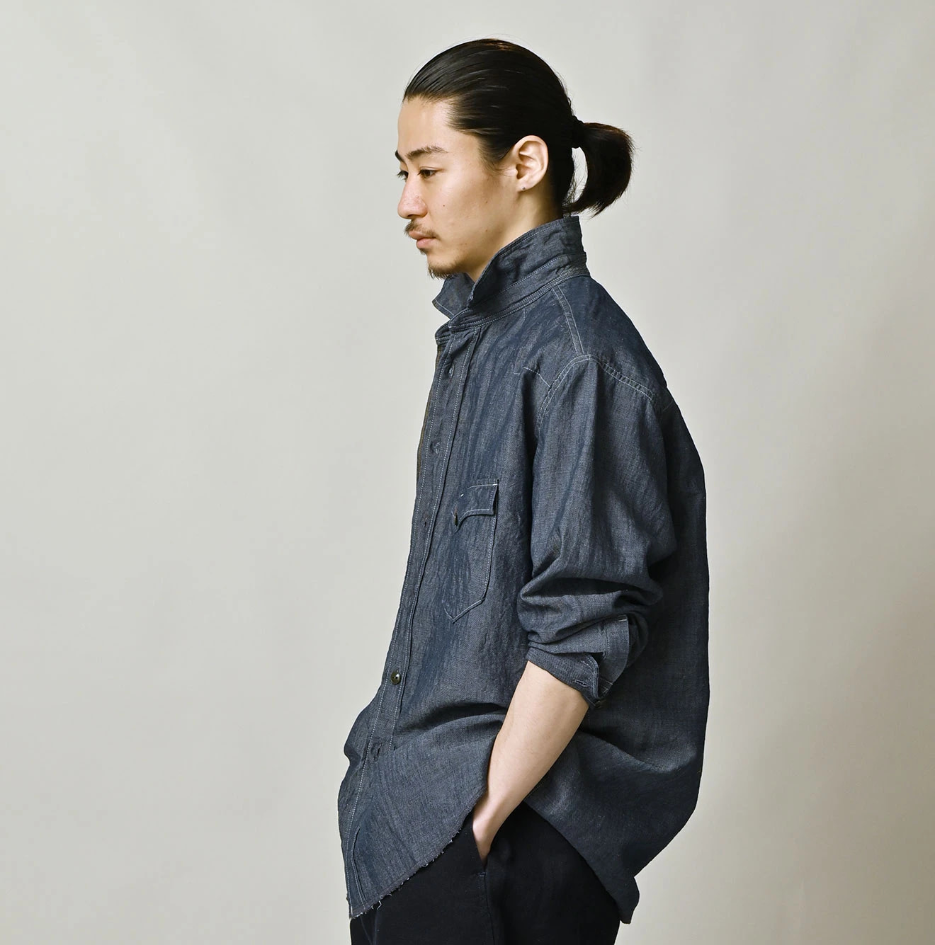 Cotton Linen Dungaree 908 Ocean Eastern Shirt Nou Male Model