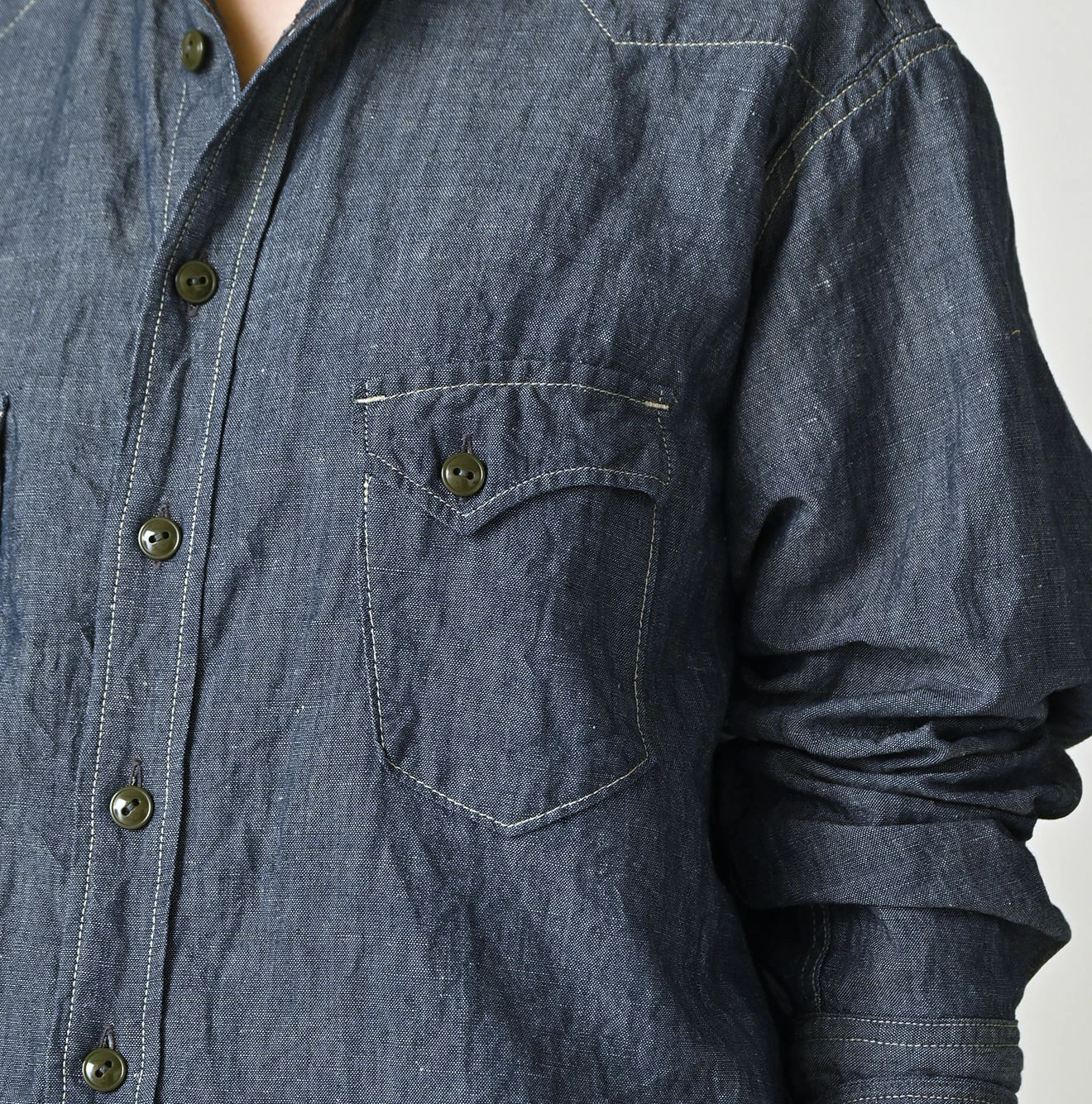 Cotton Linen Dungaree 908 Ocean Eastern Shirt Nou Detail