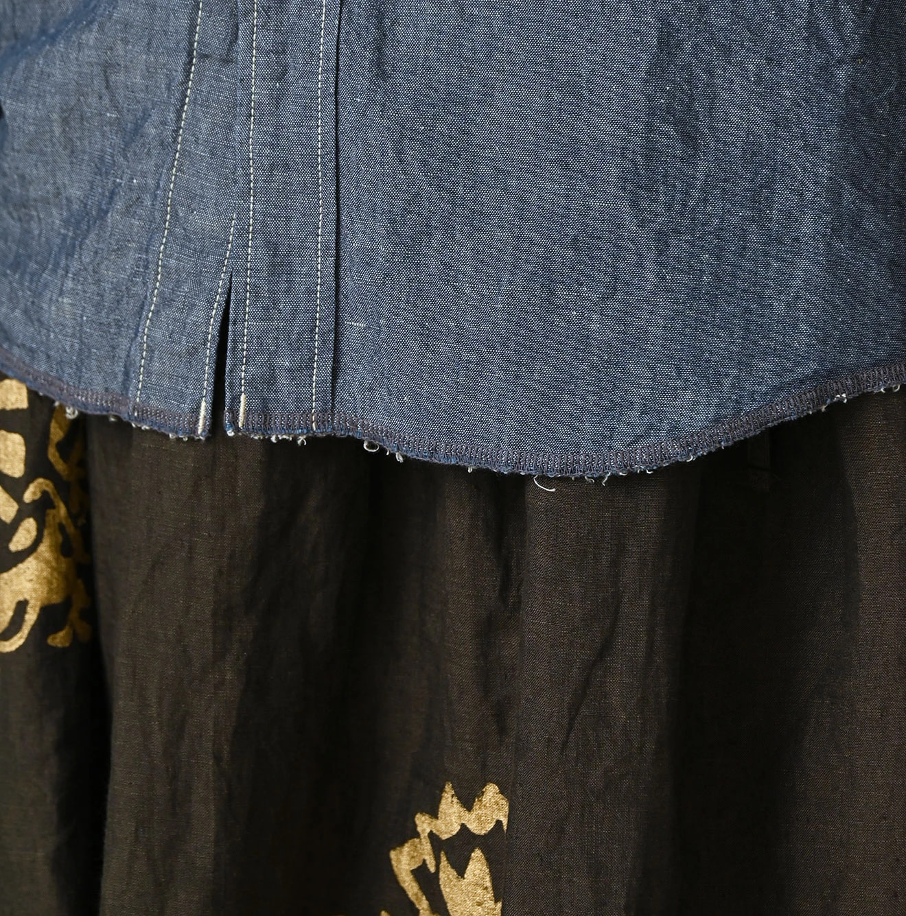 Cotton Linen Dungaree 908 Ocean Eastern Shirt Nou Detail