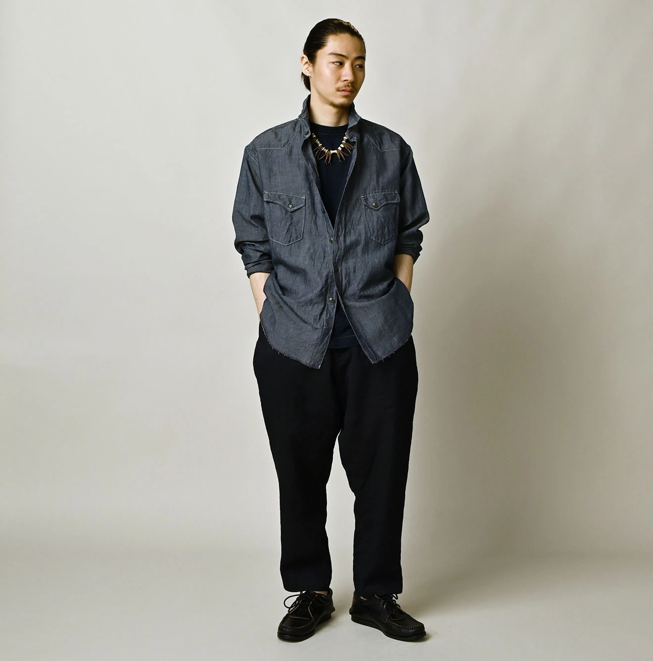 Cotton Linen Dungaree 908 Ocean Eastern Shirt Nou Male Model