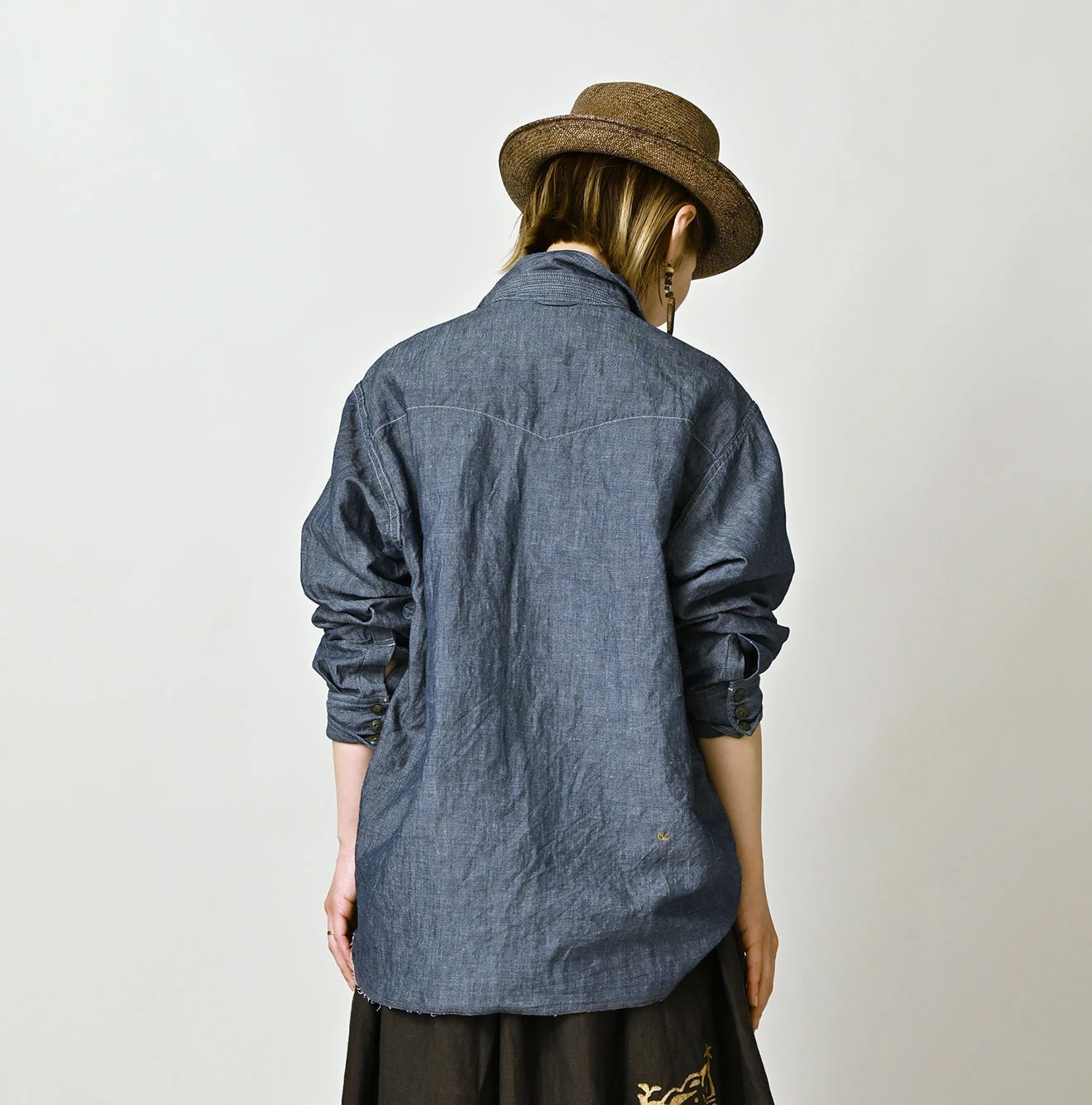 Cotton Linen Dungaree 908 Ocean Eastern Shirt Nou Female Model