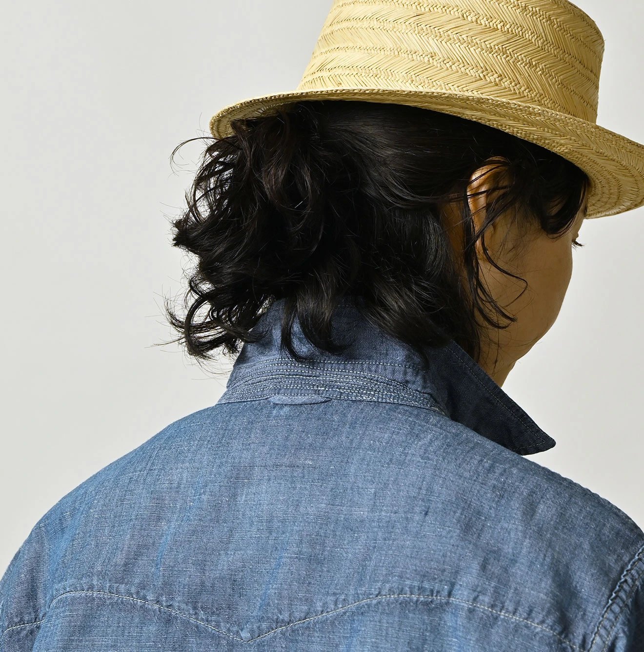 Cotton Linen Dungaree 908 Ocean Eastern Shirt Distressed Detail