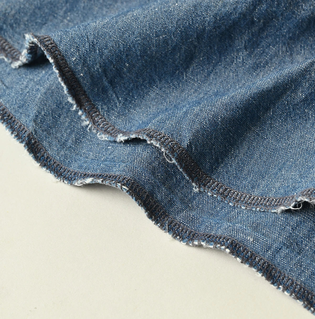 Cotton Linen Dungaree 908 Ocean Eastern Shirt Distressed Detail