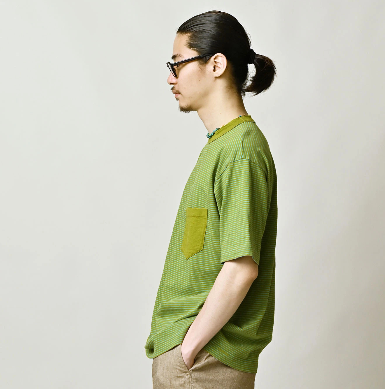 Tenjiku Striped 908 45 Star Pocket T-shirt Male Model