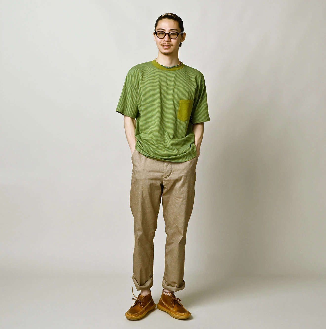 Tenjiku Striped 908 45 Star Pocket T-shirt Male Model