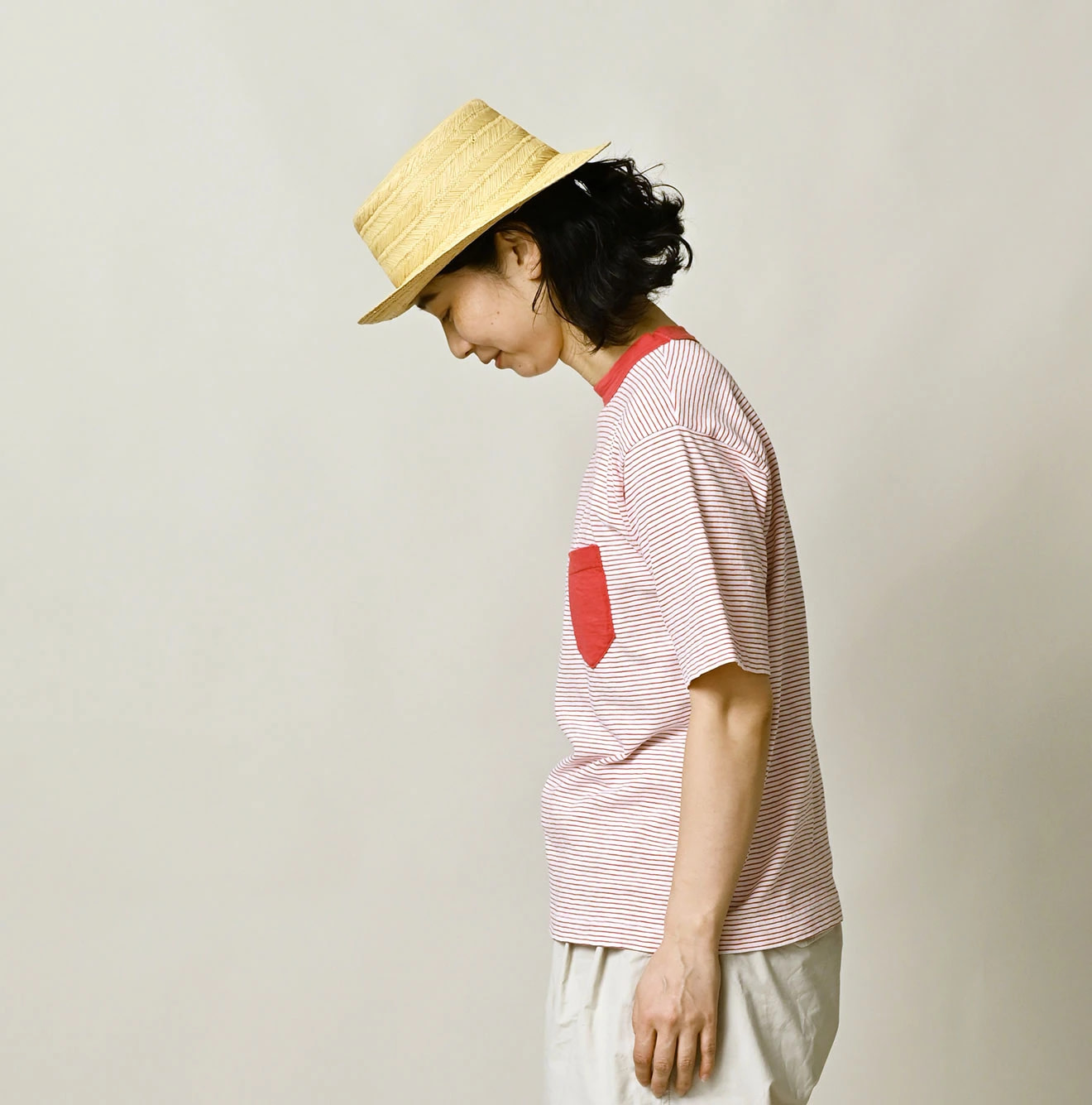 Tenjiku Striped 908 45 Star Pocket T-shirt Female Model
